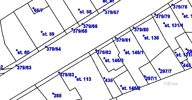 Parcela st. 379/82 v KÚ Počaply, Katastrální mapa