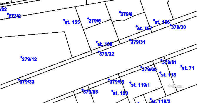 Parcela st. 379/32 v KÚ Počaply, Katastrální mapa