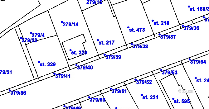 Parcela st. 379/39 v KÚ Počaply, Katastrální mapa