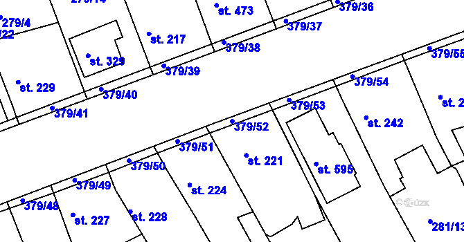 Parcela st. 379/52 v KÚ Počaply, Katastrální mapa