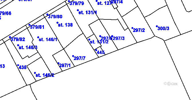 Parcela st. 445 v KÚ Počaply, Katastrální mapa