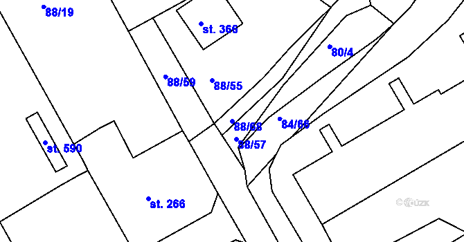 Parcela st. 88/68 v KÚ Počaply, Katastrální mapa