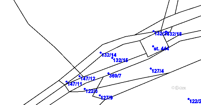 Parcela st. 132/14 v KÚ Počaply, Katastrální mapa