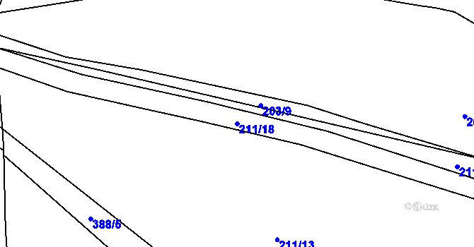 Parcela st. 211/18 v KÚ Počaply, Katastrální mapa