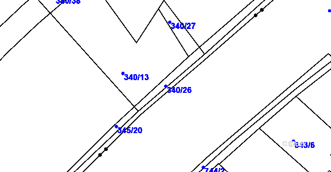 Parcela st. 340/26 v KÚ Počaply, Katastrální mapa