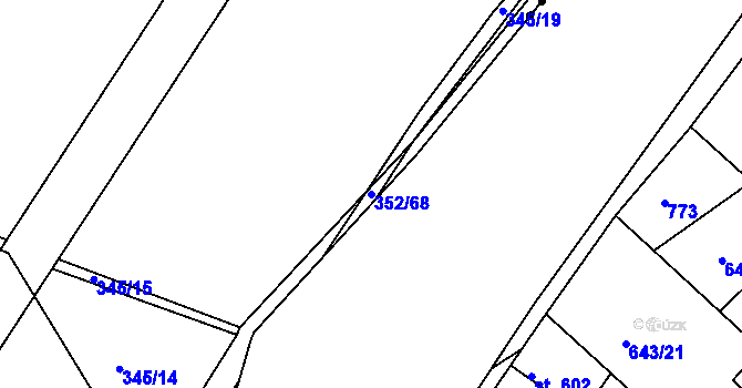 Parcela st. 352/68 v KÚ Počaply, Katastrální mapa