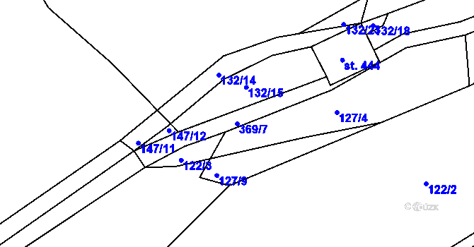 Parcela st. 369/7 v KÚ Počaply, Katastrální mapa