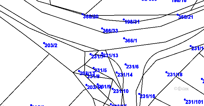 Parcela st. 231/13 v KÚ Počaply, Katastrální mapa