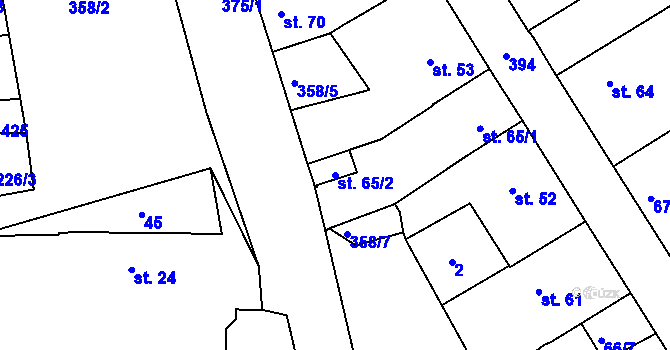 Parcela st. 65/2 v KÚ Počaply, Katastrální mapa