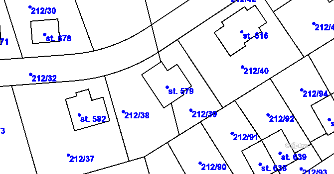 Parcela st. 579 v KÚ Počaply, Katastrální mapa