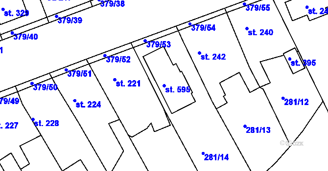 Parcela st. 595 v KÚ Počaply, Katastrální mapa