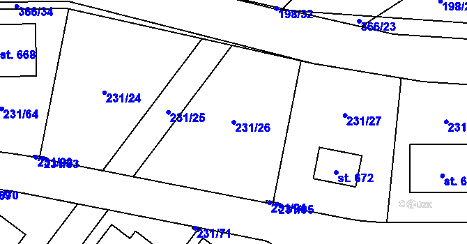 Parcela st. 231/26 v KÚ Počaply, Katastrální mapa