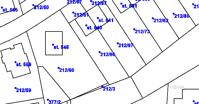 Parcela st. 212/96 v KÚ Počaply, Katastrální mapa