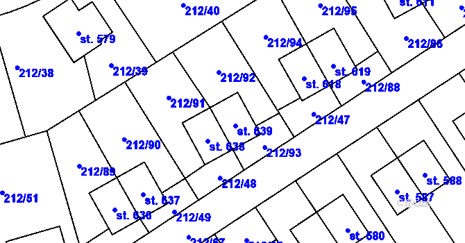 Parcela st. 212/101 v KÚ Počaply, Katastrální mapa