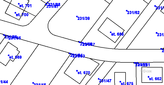 Parcela st. 231/67 v KÚ Počaply, Katastrální mapa