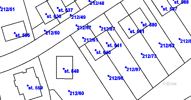 Parcela st. 640 v KÚ Počaply, Katastrální mapa