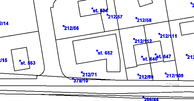 Parcela st. 652 v KÚ Počaply, Katastrální mapa