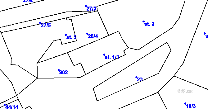 Parcela st. 1/1 v KÚ Kramolín u Nepomuka, Katastrální mapa