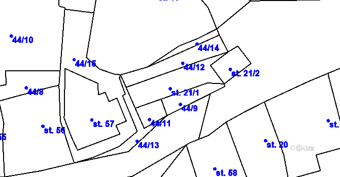 Parcela st. 21/1 v KÚ Kramolín u Nepomuka, Katastrální mapa
