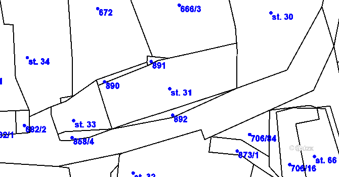 Parcela st. 31 v KÚ Kramolín u Nepomuka, Katastrální mapa