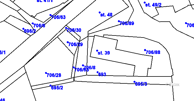 Parcela st. 39 v KÚ Kramolín u Nepomuka, Katastrální mapa