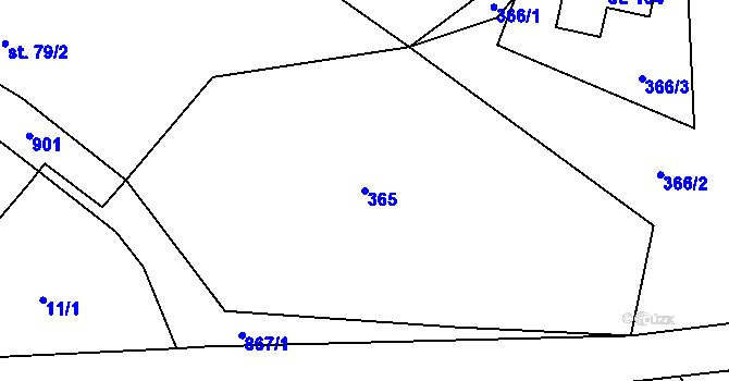 Parcela st. 365 v KÚ Kramolín u Nepomuka, Katastrální mapa