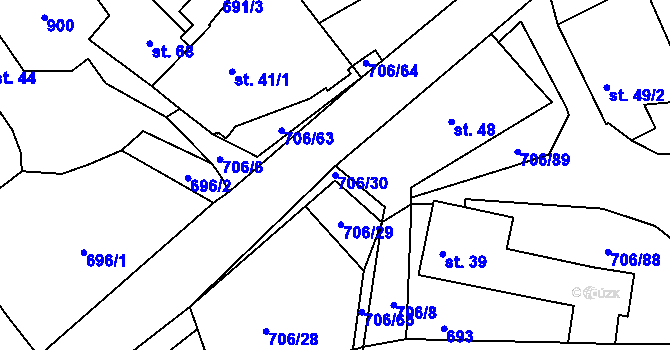Parcela st. 706/30 v KÚ Kramolín u Nepomuka, Katastrální mapa