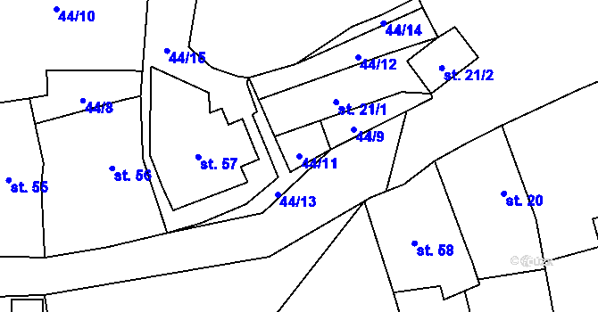 Parcela st. 44/11 v KÚ Kramolín u Nepomuka, Katastrální mapa
