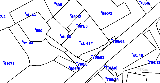 Parcela st. 41/1 v KÚ Kramolín u Nepomuka, Katastrální mapa