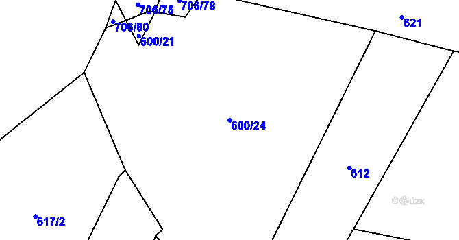 Parcela st. 600/24 v KÚ Kramolín u Nepomuka, Katastrální mapa