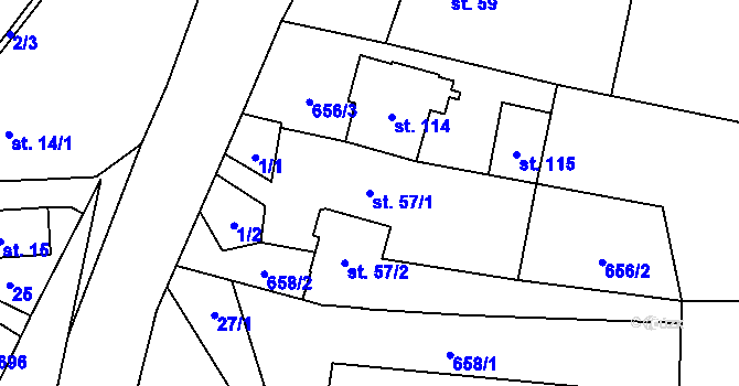 Parcela st. 57/1 v KÚ Kramolín, Katastrální mapa