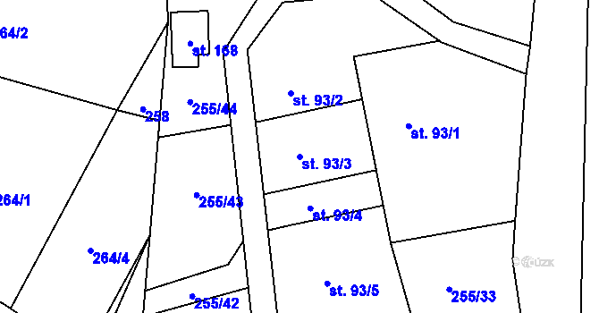 Parcela st. 93/3 v KÚ Kramolín, Katastrální mapa