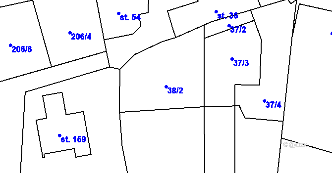 Parcela st. 38/2 v KÚ Kramolín, Katastrální mapa