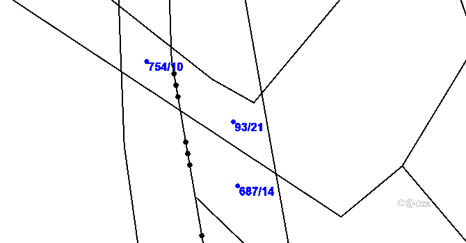 Parcela st. 93/21 v KÚ Kramolín, Katastrální mapa
