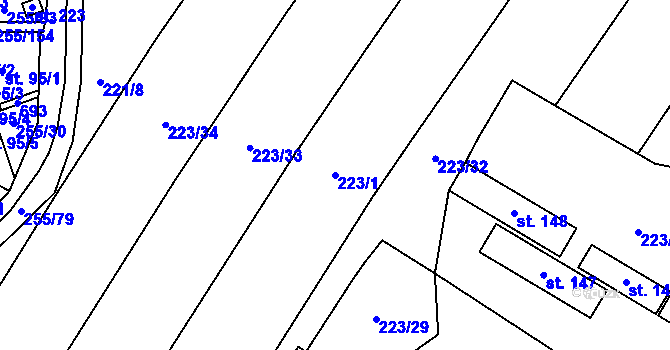 Parcela st. 223/1 v KÚ Kramolín, Katastrální mapa