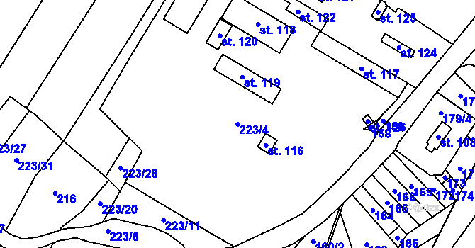 Parcela st. 223/4 v KÚ Kramolín, Katastrální mapa