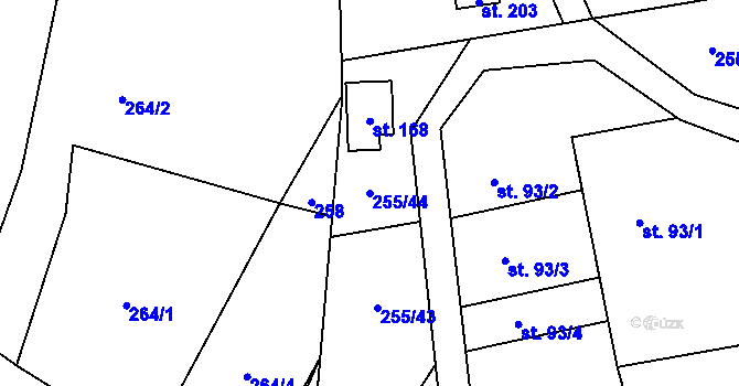 Parcela st. 255/44 v KÚ Kramolín, Katastrální mapa