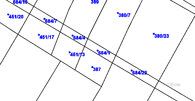 Parcela st. 684/1 v KÚ Kramolín, Katastrální mapa