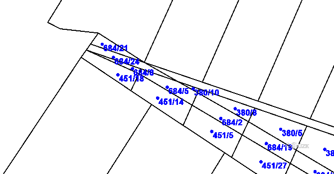 Parcela st. 684/5 v KÚ Kramolín, Katastrální mapa