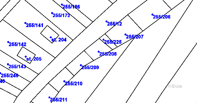 Parcela st. 255/208 v KÚ Kramolín, Katastrální mapa