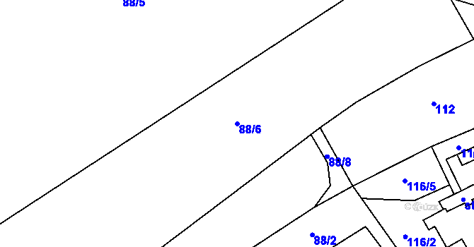 Parcela st. 88/6 v KÚ Krasejovka, Katastrální mapa