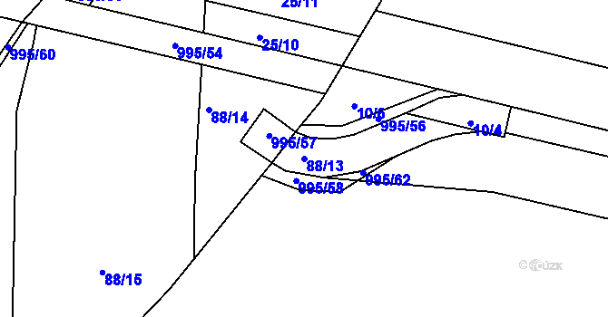 Parcela st. 88/13 v KÚ Krasejovka, Katastrální mapa