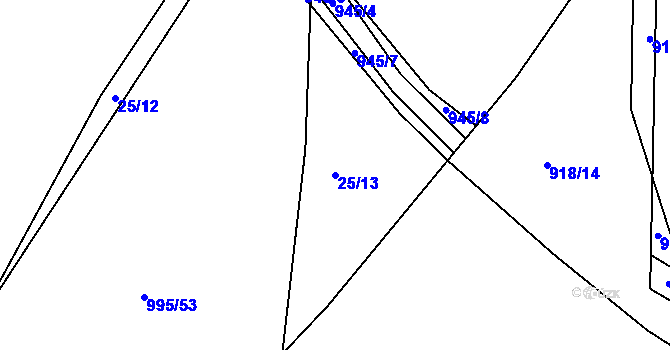 Parcela st. 25/13 v KÚ Krasejovka, Katastrální mapa