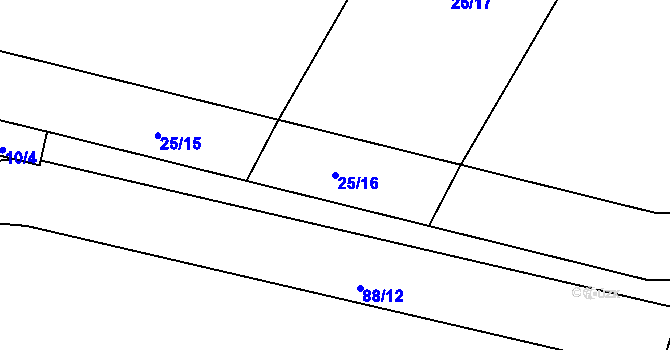 Parcela st. 25/16 v KÚ Krasejovka, Katastrální mapa