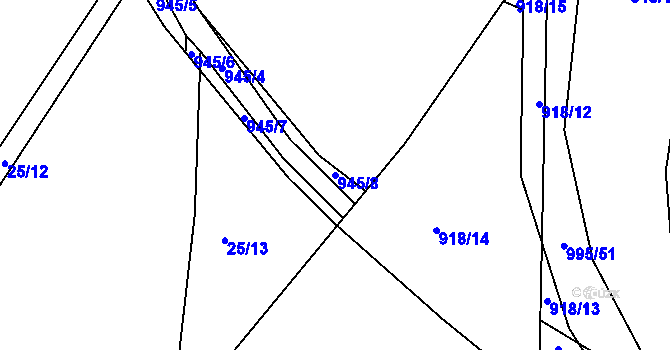 Parcela st. 945/8 v KÚ Krasejovka, Katastrální mapa