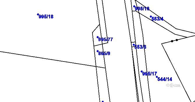 Parcela st. 865/9 v KÚ Krasejovka, Katastrální mapa