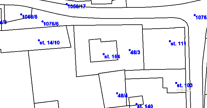 Parcela st. 164 v KÚ Kraselov, Katastrální mapa