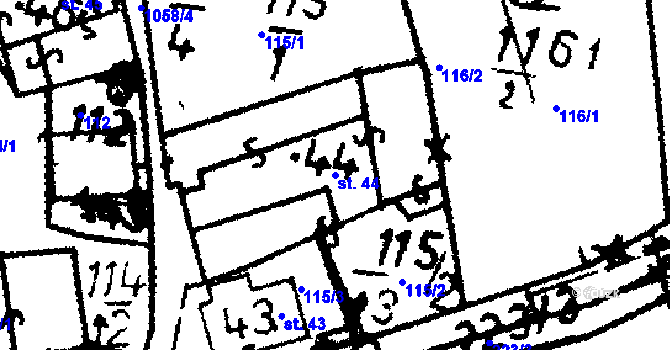 Parcela st. 44 v KÚ Kraselov, Katastrální mapa
