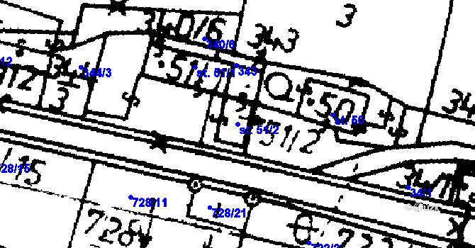 Parcela st. 51/2 v KÚ Kraselov, Katastrální mapa