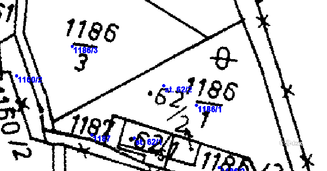 Parcela st. 62/2 v KÚ Kraselov, Katastrální mapa